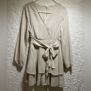 Japna Cream Floral Long Sleeve Dress